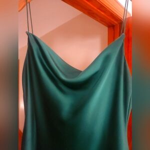 Luxe Spaghetti Strap Midi A-line Dress with Elegant Scoop Neckline